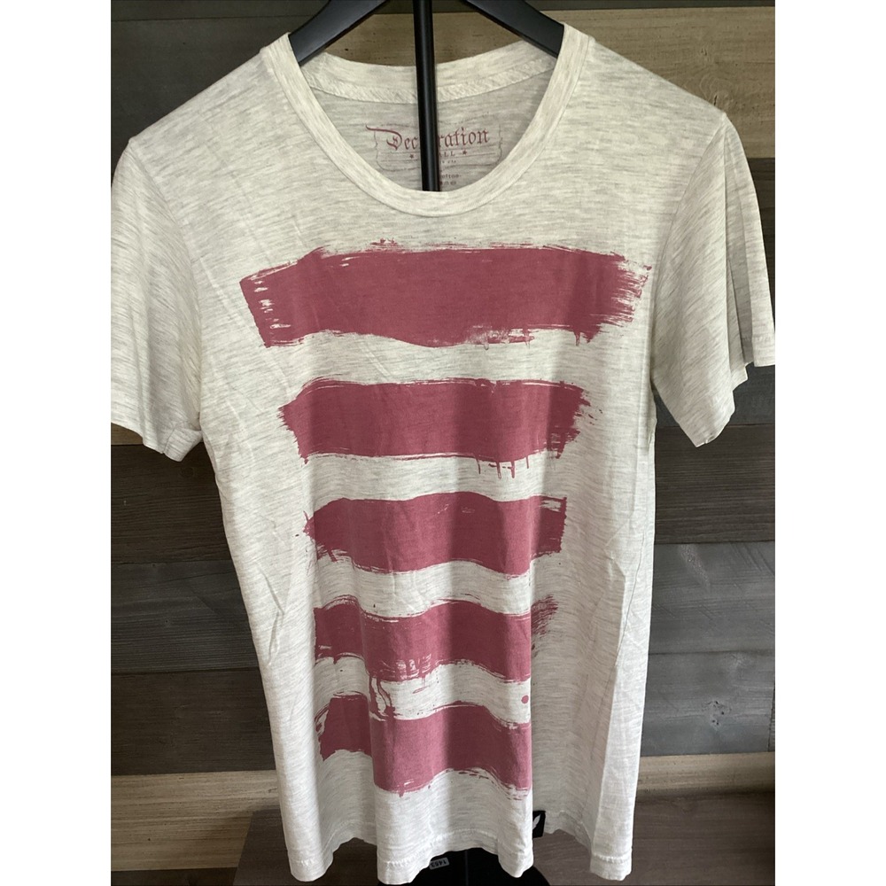 Vintage Declaration 1776 T Shirt Small Grey White Brushstroke Flag Tee GC